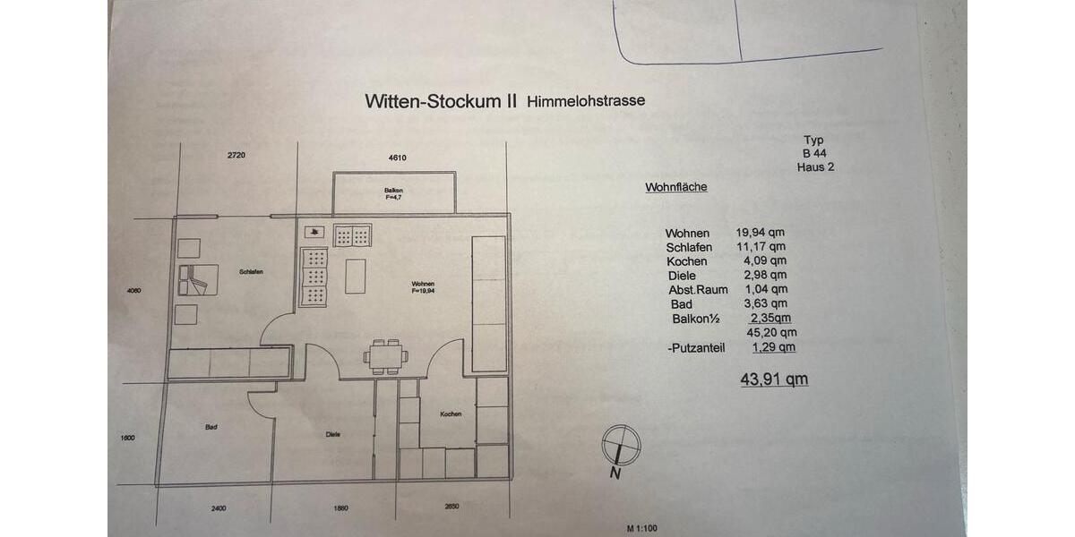 Etagenwohnung Witten Rüdinghausen - 1.5 Zimmer, 44 m&sup2;, 88.888&euro; | Angebot:26826778