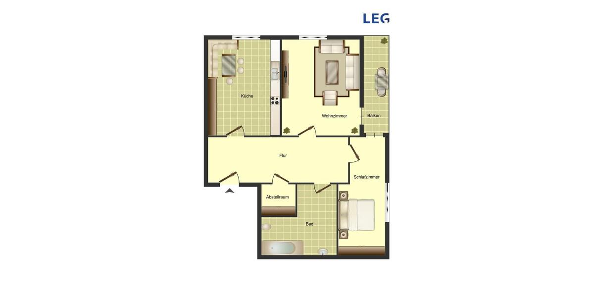 Etagenwohnung Hamm Heessen - 2.5 Zimmer, 59 m&sup2;, 399&euro; | Angebot:26003884