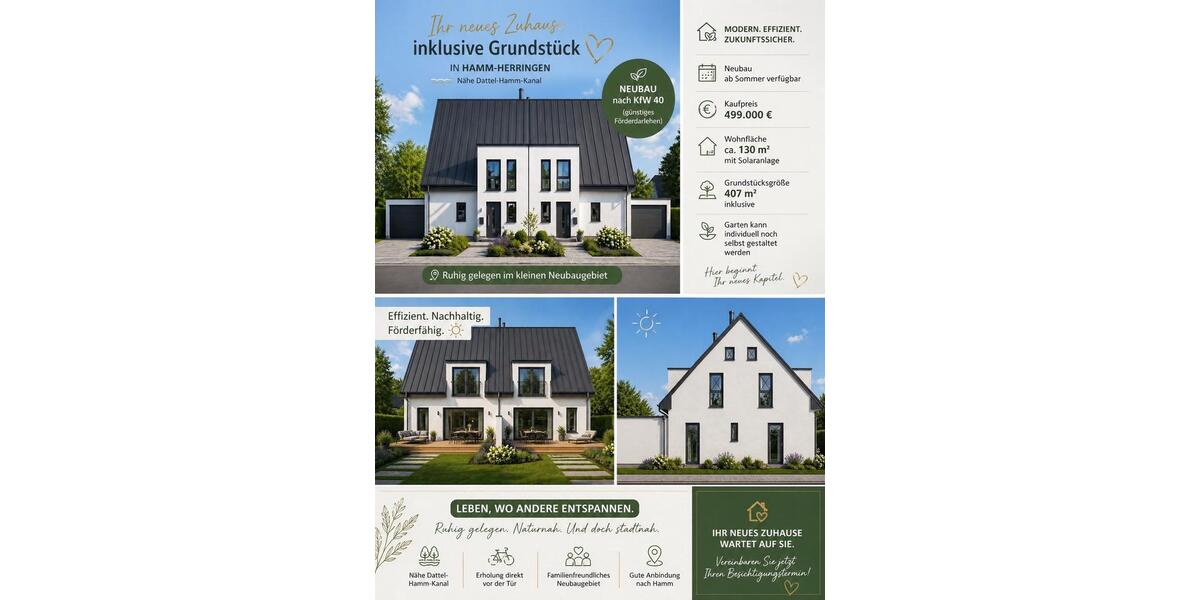 Doppelhaushälfte Hamm Herringen - 5 Zimmer, 135 m&sup2;, 499.000&euro; | Angebot:26429722