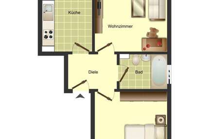 Wohnung Bergkamen Overberge - 2.5 Zimmer, 48 m&sup2;, 369&euro; | Angebot:25619262