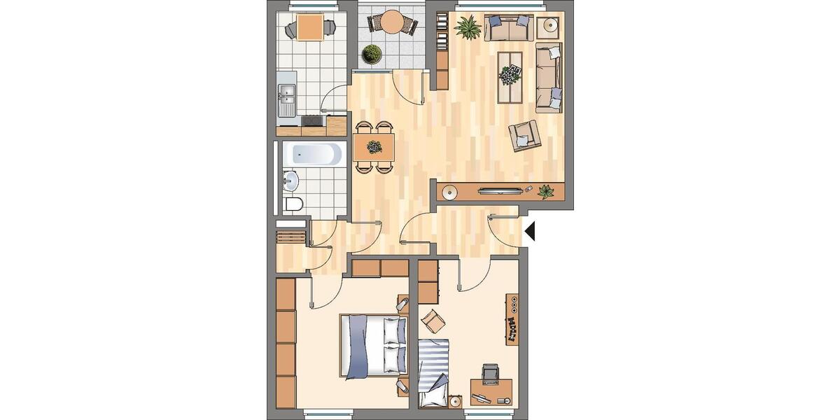 Etagenwohnung Dortmund Scharnhorst - 3 Zimmer, 70 m&sup2;, 534&euro; | Angebot:25810844