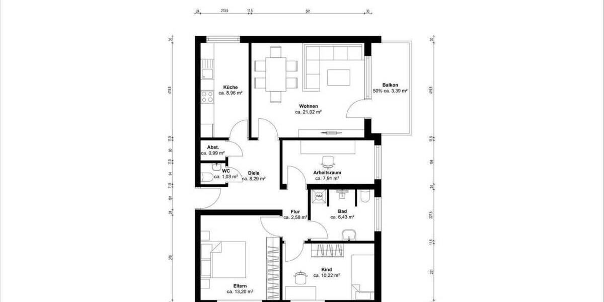 Etagenwohnung Olfen - 3 Zimmer, 82 m&sup2;, 234.000&euro; | Angebot:25870196