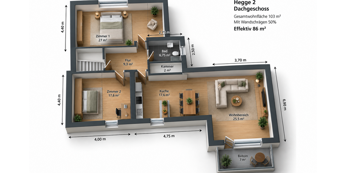 Etagenwohnung Hagen Hagen-Mitte - 3 Zimmer, 86 m&sup2;, 625&euro; | Angebot:27355290