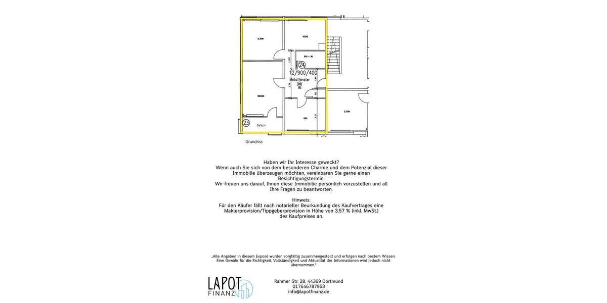 Etagenwohnung Dortmund Huckarde - 3 Zimmer, 77 m&sup2;, 165.000&euro; | Angebot:24767735