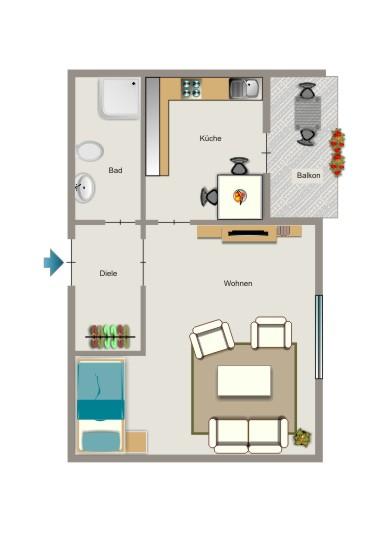 Etagenwohnung Lünen Brambauer - 1.5 Zimmer, 36 m&sup2;, 306&euro; | Angebot:25855691