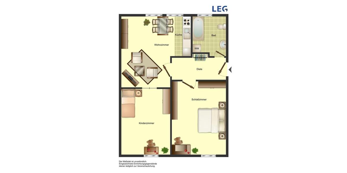 Erdgeschoßwohnung Kamen - 3 Zimmer, 60 m&sup2;, 529&euro; | Angebot:25491068