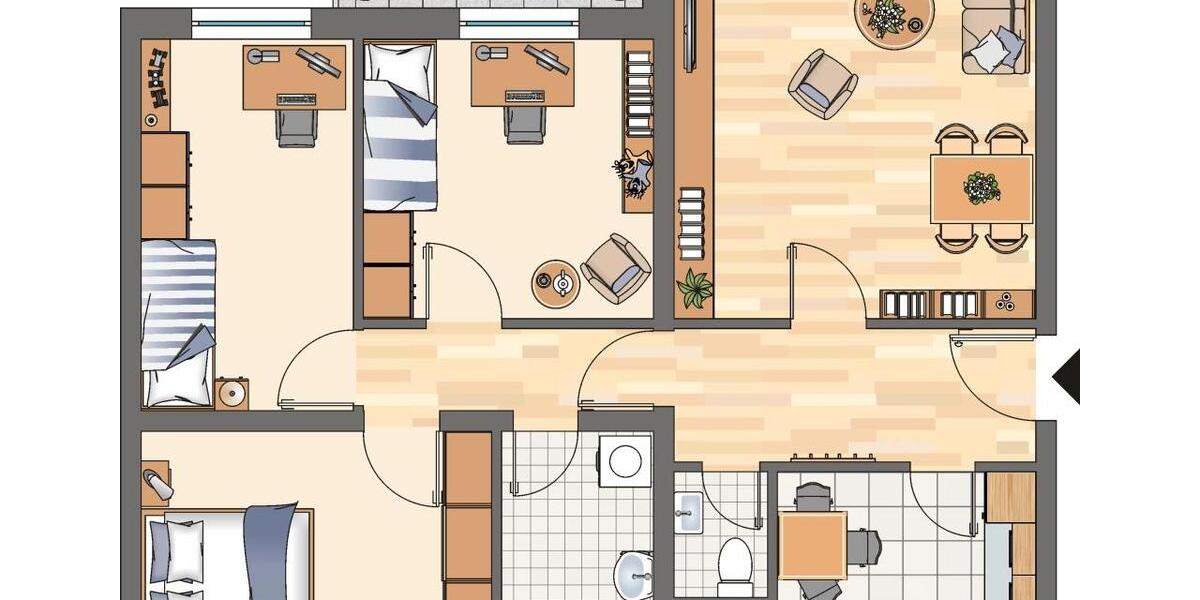 Etagenwohnung Castrop-Rauxel Deinighausen - 3.5 Zimmer, 76 m&sup2;, 410&euro; | Angebot:25857591