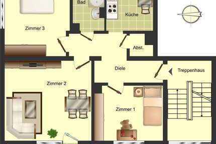 Wohnung Bergkamen Rünthe - 3.5 Zimmer, 63 m&sup2;, 479&euro; | Angebot:24702452