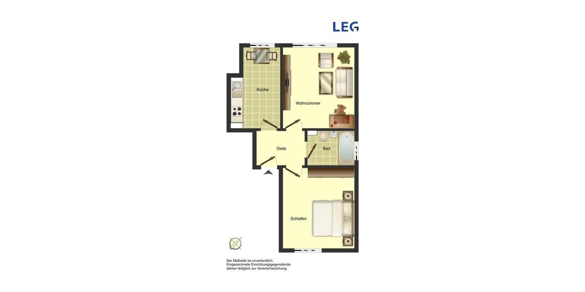 Etagenwohnung Bergkamen - 2.5 Zimmer, 51 m&sup2;, 399&euro; | Angebot:26624203