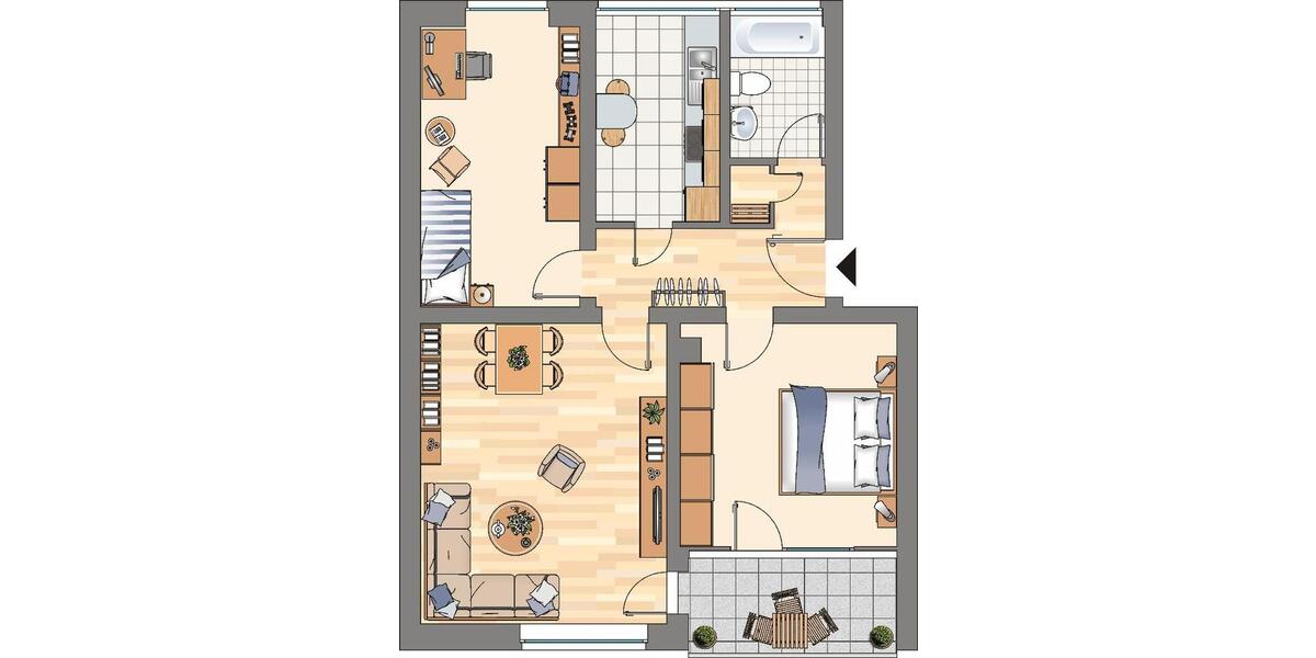 Etagenwohnung Dortmund Aplerbeck - 3 Zimmer, 69 m&sup2;, 554&euro; | Angebot:25906443