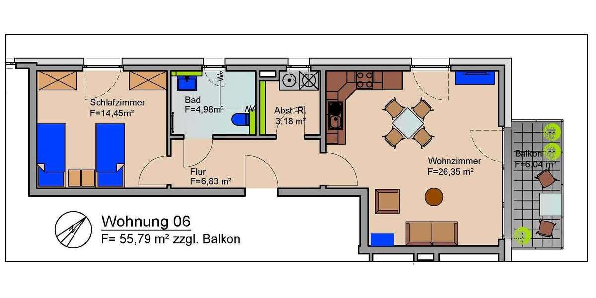 Etagenwohnung Dortmund Mengede - 2 Zimmer, 59 m&sup2;, 1.176&euro; | Angebot:25167404