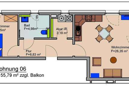 Wohnung Dortmund Mengede - 2 Zimmer, 59 m&sup2;, 1.176&euro; | Angebot:25167404