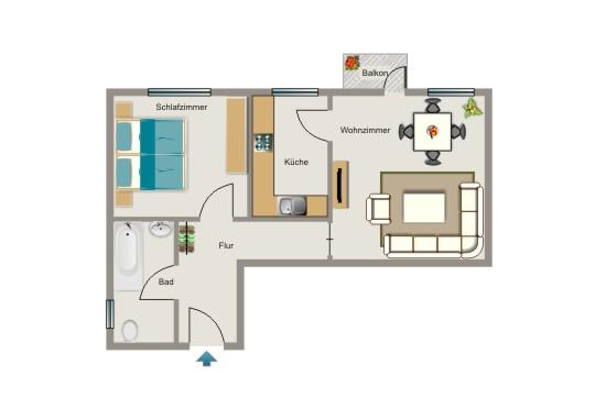 Etagenwohnung Castrop-Rauxel Bladenhorst - 2.5 Zimmer, 56 m&sup2;, 374&euro; | Angebot:25050128