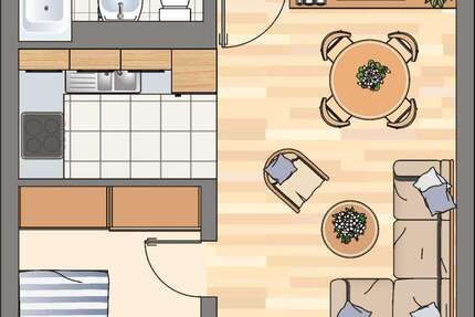 Wohnung Dortmund Körne - 1 Zimmer, 45 m&sup2;, 477&euro; | Angebot:27098384