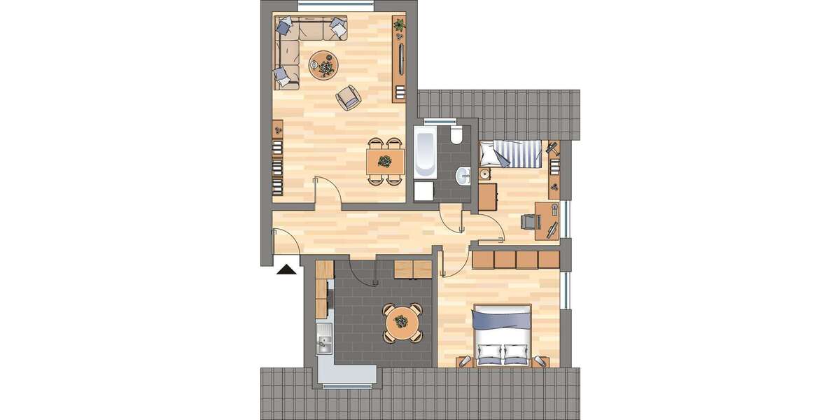 Etagenwohnung Bergkamen - 3.5 Zimmer, 58 m&sup2;, 263&euro; | Angebot:25878785