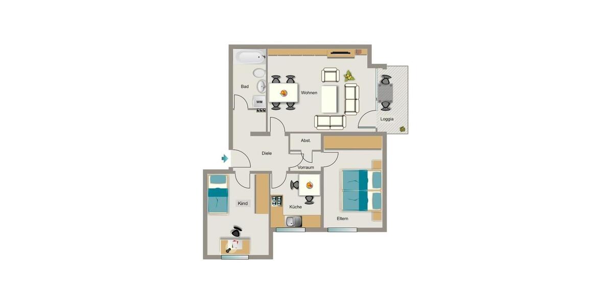 Etagenwohnung Ahlen Dolberg - 3.5 Zimmer, 73 m&sup2;, 338&euro; | Angebot:25971248