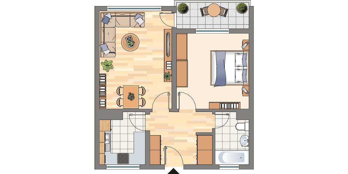 Erdgeschoßwohnung Dortmund Brackel - 2 Zimmer, 56 m&sup2;, 479&euro; | Angebot:24772888