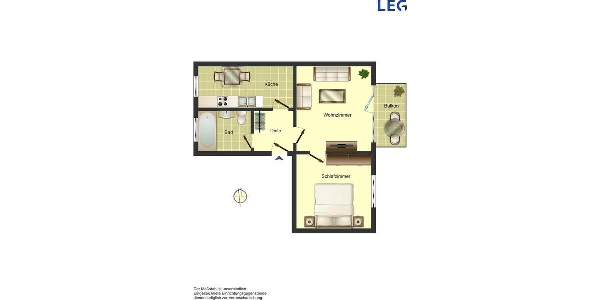 Etagenwohnung Ahlen Dolberg - 2 Zimmer, 46 m&sup2;, 509&euro; | Angebot:26545851