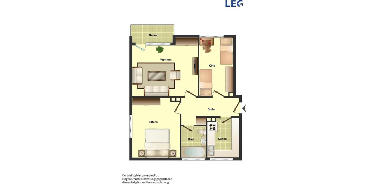 Erdgeschoßwohnung Ahlen Dolberg - 3 Zimmer, 60 m&sup2;, 503&euro; | Angebot:25963914