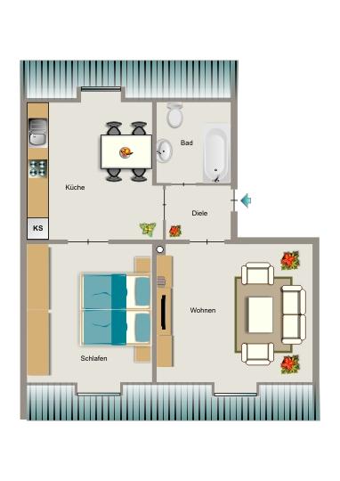 Dachgeschoßwohnung Lünen Brambauer - 2.5 Zimmer, 43 m&sup2;, 326&euro; | Angebot:26568685