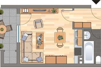 Wohnung Dortmund Brackel - 1 Zimmer, 32 m&sup2;, 321&euro; | Angebot:27098245