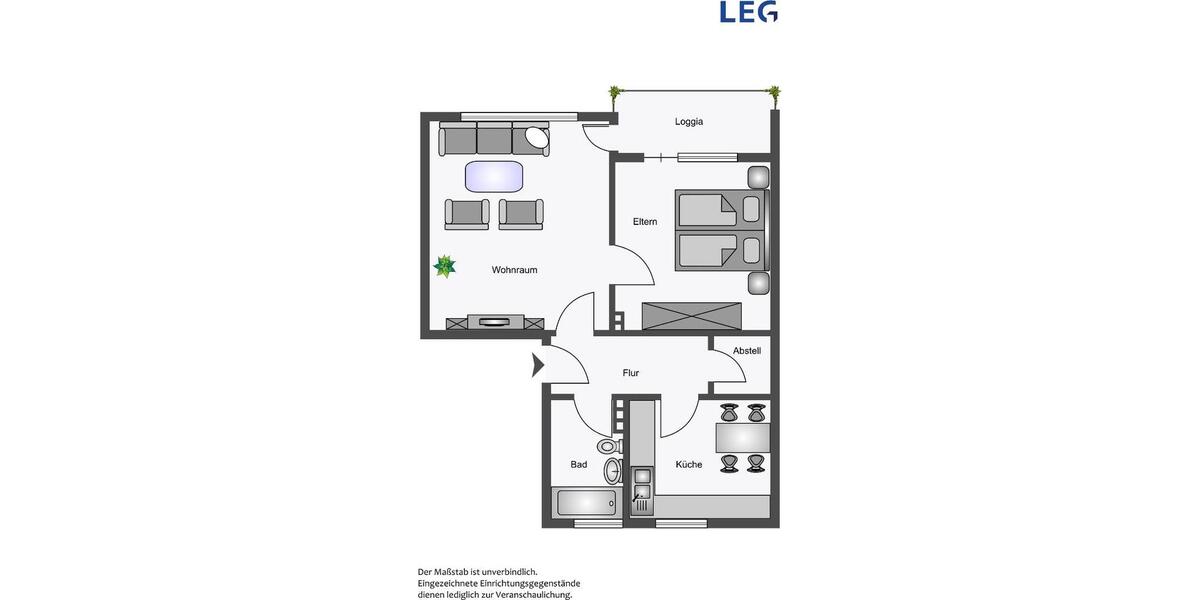 Erdgeschoßwohnung Hamm Bockum - 2 Zimmer, 57 m&sup2;, 419&euro; | Angebot:25871616