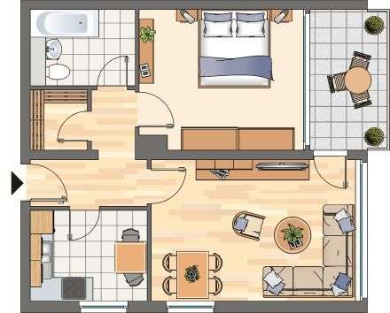 Etagenwohnung Unna - 2 Zimmer, 60 m&sup2;, 459&euro; | Angebot:26659336