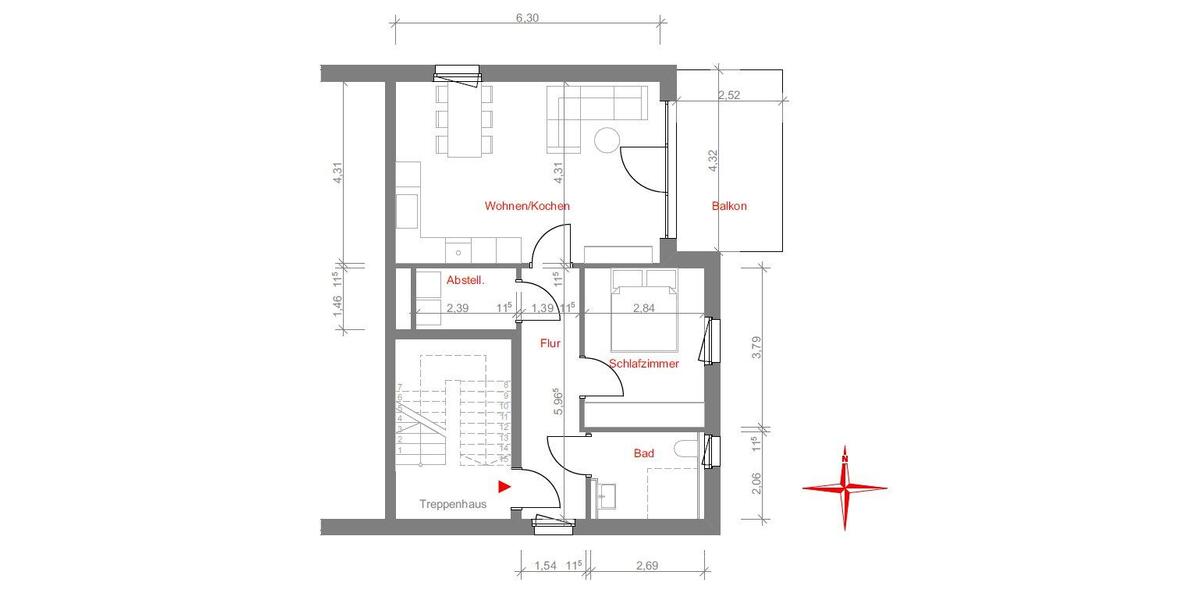 Etagenwohnung Ahlen - 2 Zimmer, 60 m&sup2;, 618&euro; | Angebot:26606761