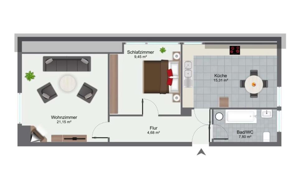 Dachgeschoßwohnung Bergkamen - 2 Zimmer, 58 m&sup2;, 550&euro; | Angebot:26517418