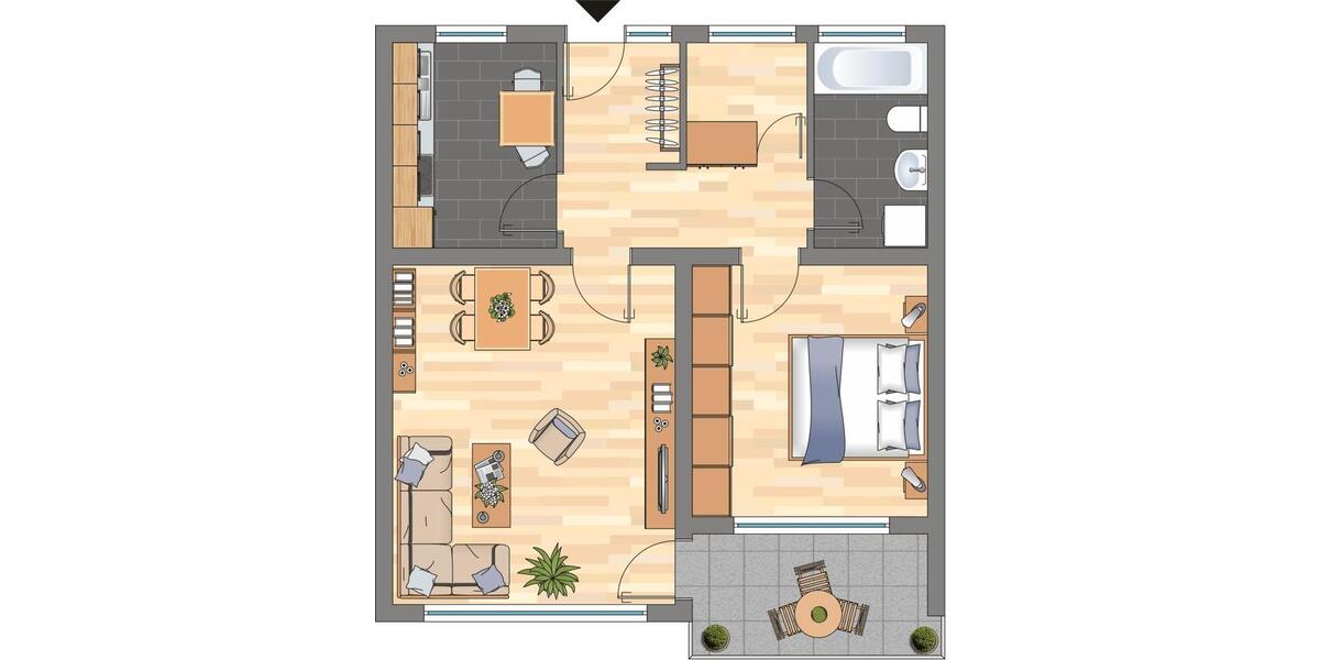 Erdgeschoßwohnung Hamm Herringen - 2 Zimmer, 57 m&sup2;, 409&euro; | Angebot:26008893