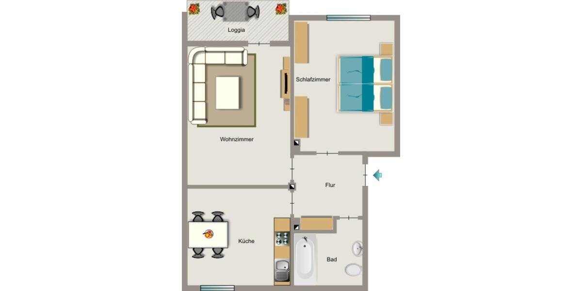 Etagenwohnung Hamm Heessen - 2.5 Zimmer, 54 m&sup2;, 485&euro; | Angebot:25928346