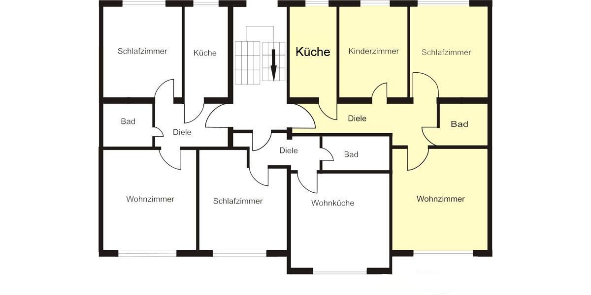 Etagenwohnung Dortmund Innenstadt West - 3 Zimmer, 65 m&sup2;, 612&euro; | Angebot:22069649