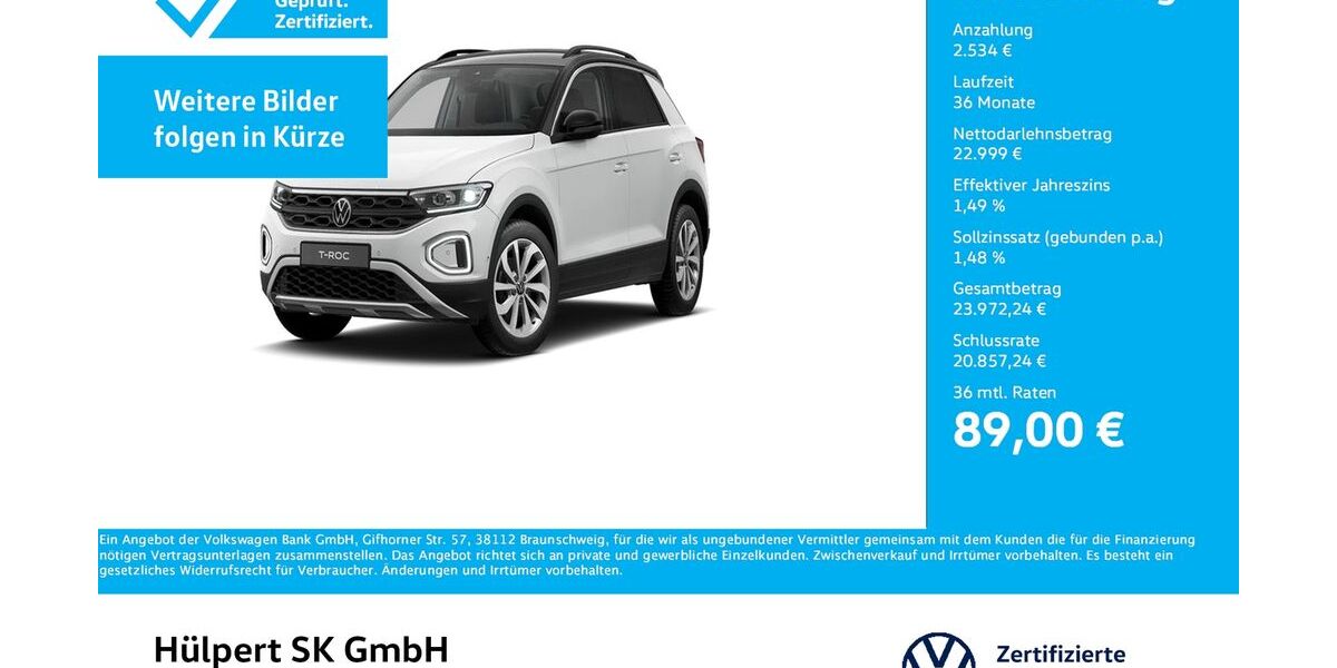 VW T-Roc 7.030 km 25.355 &euro; Bergkamen 59192