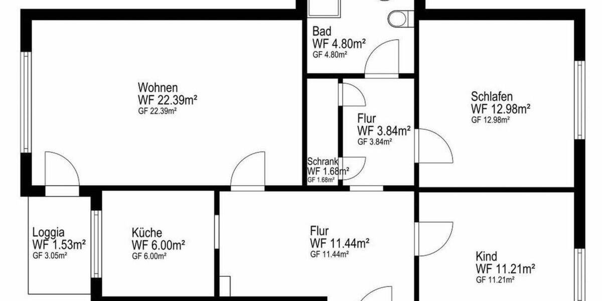 Etagenwohnung Hamm Hamm-Osten - 3 Zimmer, 74 m&sup2;, 199.900&euro; | Angebot:26672741