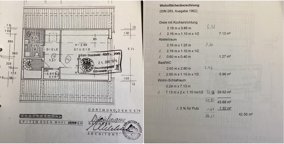 Dachgeschoßwohnung Dortmund Hörde - 1.5 Zimmer, 43 m&sup2;, 125.000&euro; | Angebot:25948283
