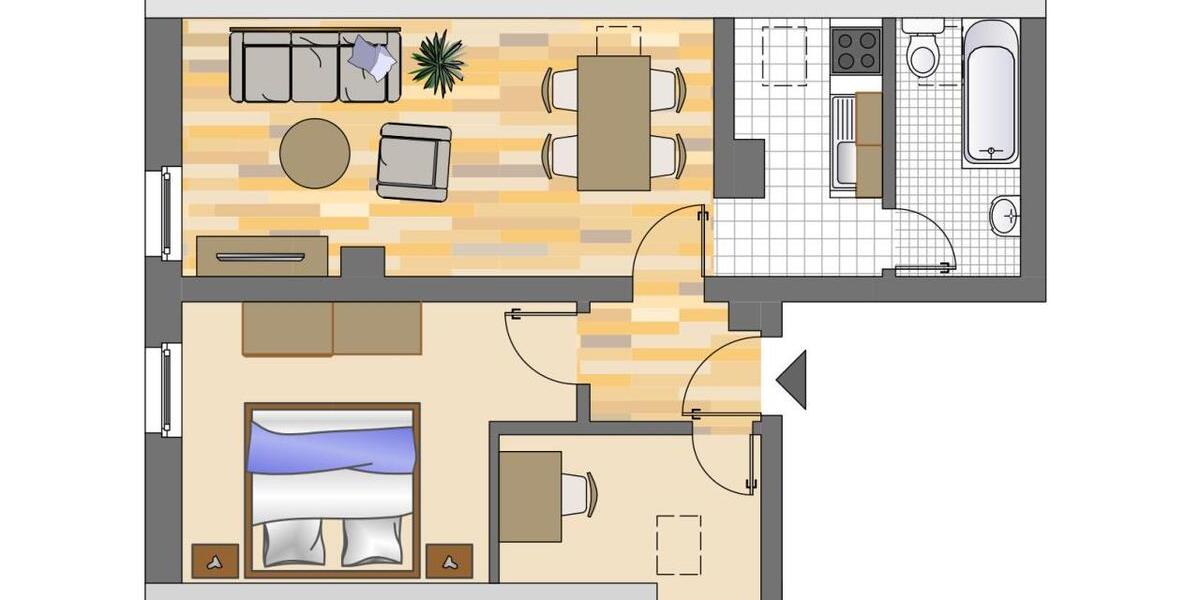 Dachgeschoßwohnung Bönen - 2 Zimmer, 41 m&sup2;, 329&euro; | Angebot:26625362